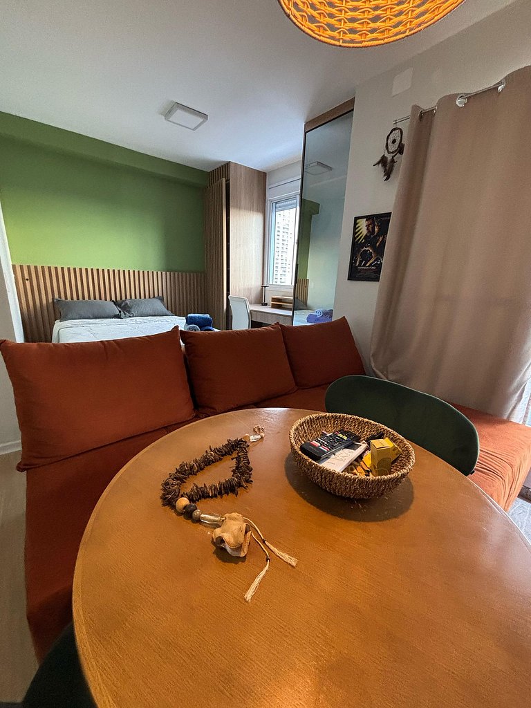 Studio com Conforto, Estilo e Vista Incrível